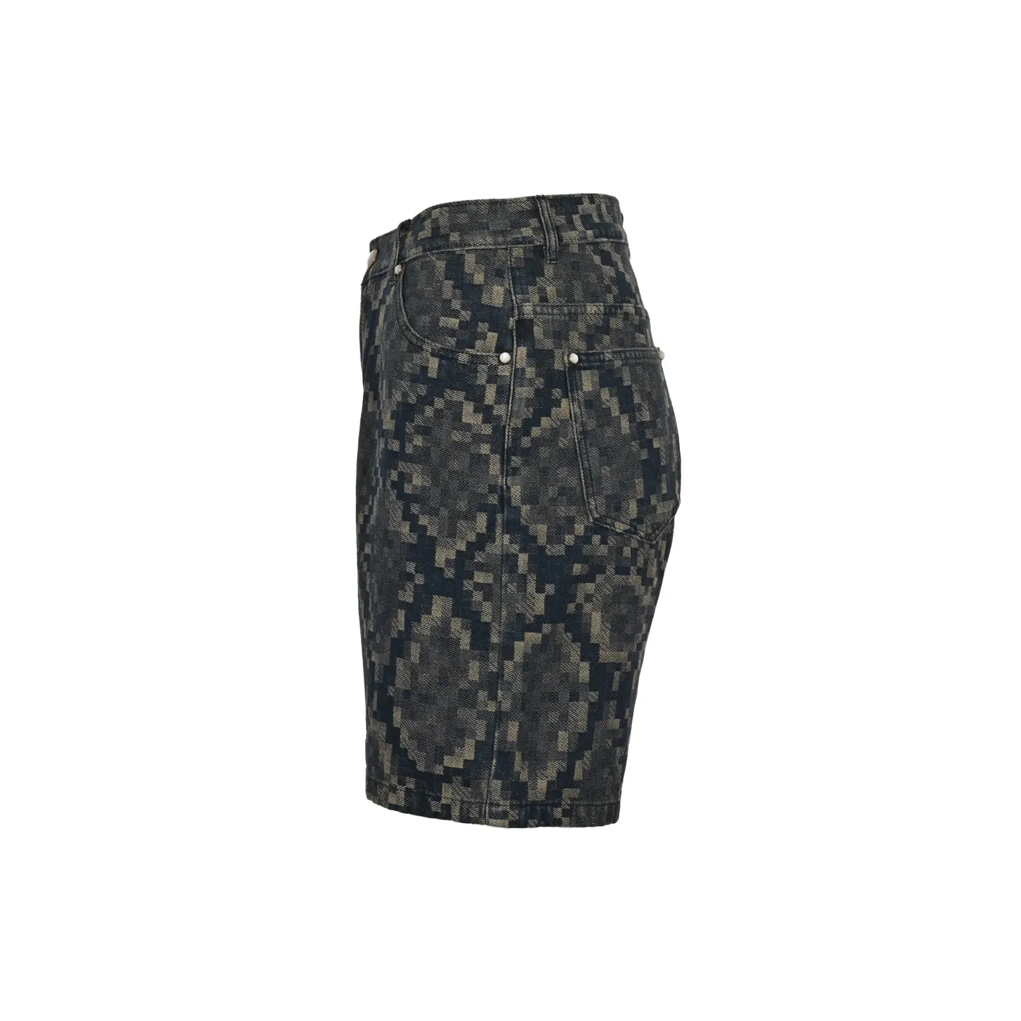Louis Vuitton/Louis Vuitton 25ss snake pattern mosaic denim shorts
